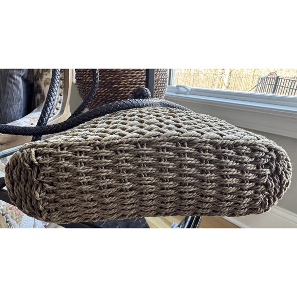 BRIGHTON Woven Rope Basket Weave Leather Trim Silver Heart & Charms Purse - Picture 6 of 10